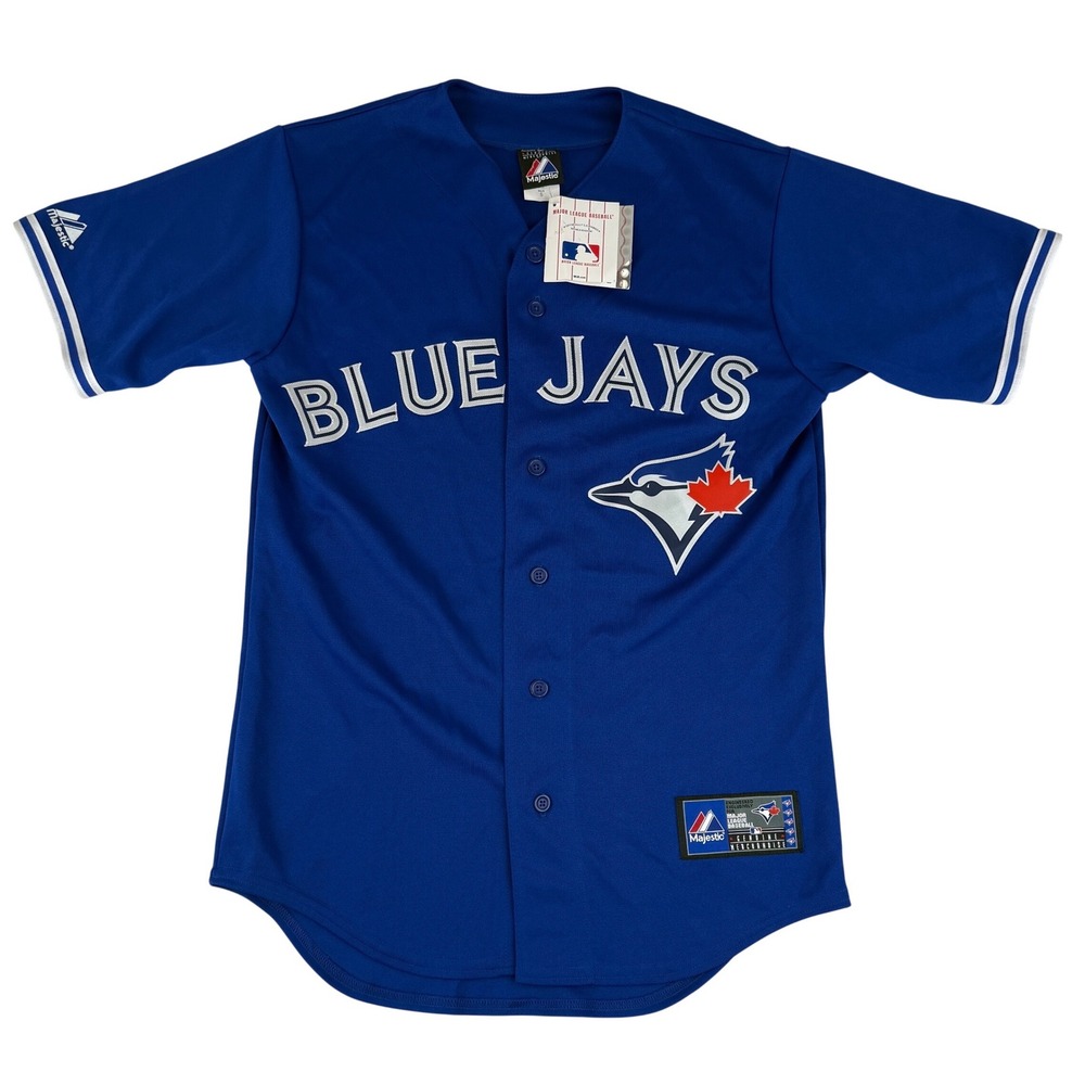 VTG Majestic Baseball Jersey Mens Small Blue Toronto Blue Jays MLB Button Up NWT